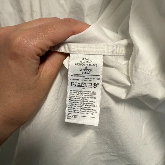 GAP The Big Shirt weekend Tunic organic Cotton White Button Down M Tall - Picture 5 of 6